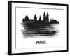 Prague Skyline Brush Stroke - Black II-NaxArt-Framed Art Print