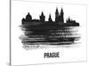 Prague Skyline Brush Stroke - Black II-NaxArt-Stretched Canvas