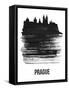 Prague Skyline Brush Stroke - Black-NaxArt-Framed Stretched Canvas