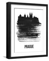 Prague Skyline Brush Stroke - Black-NaxArt-Framed Art Print