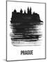 Prague Skyline Brush Stroke - Black-NaxArt-Mounted Art Print