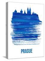 Prague Skyline Brush Stroke - Blue-NaxArt-Stretched Canvas