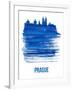 Prague Skyline Brush Stroke - Blue-NaxArt-Framed Art Print