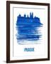 Prague Skyline Brush Stroke - Blue-NaxArt-Framed Art Print