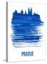 Prague Skyline Brush Stroke - Blue-NaxArt-Stretched Canvas