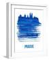 Prague Skyline Brush Stroke - Blue-NaxArt-Framed Art Print