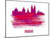 Prague Skyline Brush Stroke - Red-NaxArt-Mounted Art Print