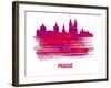 Prague Skyline Brush Stroke - Red-NaxArt-Framed Art Print