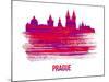 Prague Skyline Brush Stroke - Red-NaxArt-Mounted Art Print