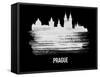 Prague Skyline Brush Stroke - White-NaxArt-Framed Stretched Canvas