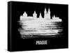 Prague Skyline Brush Stroke - White-NaxArt-Framed Stretched Canvas