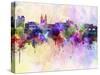 Prague Skyline in Watercolor Background-paulrommer-Stretched Canvas