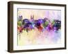 Prague Skyline in Watercolor Background-paulrommer-Framed Art Print