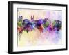 Prague Skyline in Watercolor Background-paulrommer-Framed Art Print