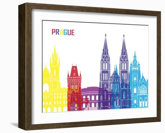 Prague Skyline Pop-paulrommer-Framed Art Print