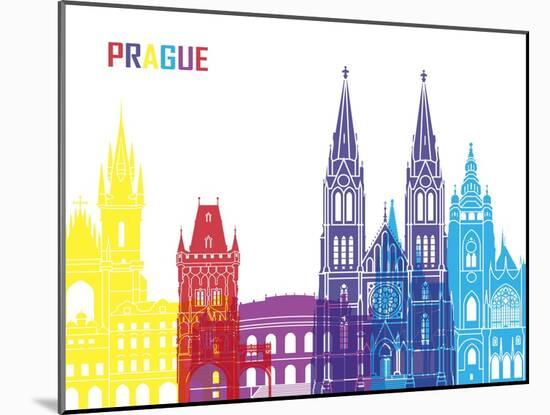 Prague Skyline Pop-paulrommer-Mounted Art Print