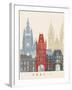 Prague Skyline Poster-paulrommer-Framed Art Print