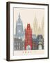 Prague Skyline Poster-paulrommer-Framed Art Print