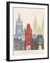 Prague Skyline Poster-paulrommer-Framed Art Print