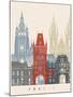 Prague Skyline Poster-paulrommer-Mounted Art Print