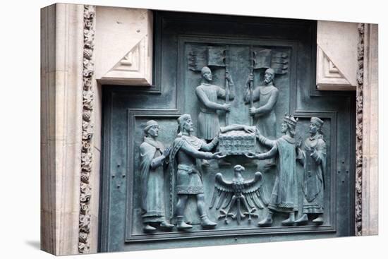 Prague, St. Vitus Cathedral, Central Portal, Western Facade, Bronze Door, Upper Left Panel-Samuel Magal-Stretched Canvas