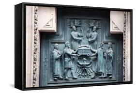 Prague, St. Vitus Cathedral, Central Portal, Western Facade, Bronze Door, Upper Left Panel-Samuel Magal-Framed Stretched Canvas