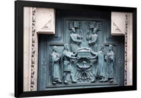 Prague, St. Vitus Cathedral, Central Portal, Western Facade, Bronze Door, Upper Left Panel-Samuel Magal-Framed Photographic Print