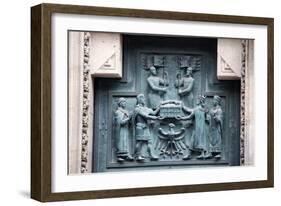 Prague, St. Vitus Cathedral, Central Portal, Western Facade, Bronze Door, Upper Left Panel-Samuel Magal-Framed Photographic Print