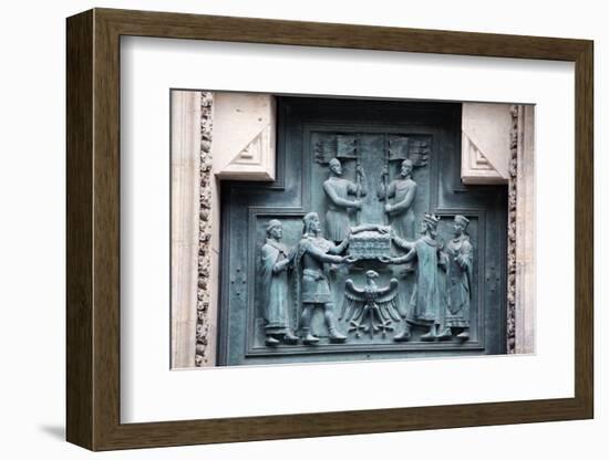 Prague, St. Vitus Cathedral, Central Portal, Western Facade, Bronze Door, Upper Left Panel-Samuel Magal-Framed Photographic Print