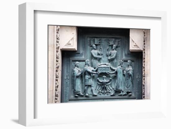 Prague, St. Vitus Cathedral, Central Portal, Western Facade, Bronze Door, Upper Left Panel-Samuel Magal-Framed Photographic Print