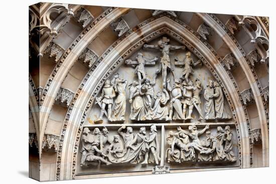 Prague, St. Vitus Cathedral, Central Portal, Western Facade, Tympanum Reliefs Above Bronze Door-Samuel Magal-Stretched Canvas