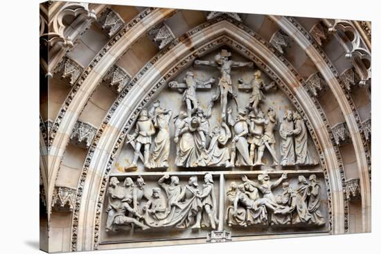 Prague, St. Vitus Cathedral, Central Portal, Western Facade, Tympanum Reliefs Above Bronze Door-Samuel Magal-Stretched Canvas