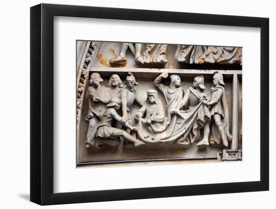 Prague, St. Vitus Cathedral, Central Portal, Western Facade, Tympanum Reliefs Above Bronze Door-Samuel Magal-Framed Photographic Print