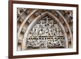 Prague, St. Vitus Cathedral, Central Portal, Western Facade, Tympanum Reliefs Above Bronze Door-Samuel Magal-Framed Photographic Print