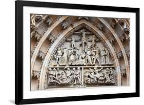 Prague, St. Vitus Cathedral, Central Portal, Western Facade, Tympanum Reliefs Above Bronze Door-Samuel Magal-Framed Photographic Print