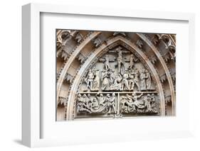 Prague, St. Vitus Cathedral, Central Portal, Western Facade, Tympanum Reliefs Above Bronze Door-Samuel Magal-Framed Photographic Print