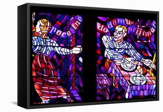 Prague, St. Vitus Cathedral, Chapel of the Holy Sepulcher, Stained Glass Window, Acts of Mercy-Samuel Magal-Framed Stretched Canvas