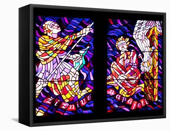 Prague, St. Vitus Cathedral, Chapel of the Holy Sepulcher, Stained Glass Window, Acts of Mercy-Samuel Magal-Framed Stretched Canvas