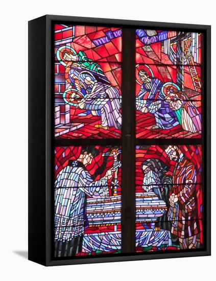 Prague, St. Vitus Cathedral, Chapel of the Holy Sepulcher, Stained Glass Window, Acts of Mercy-Samuel Magal-Framed Stretched Canvas