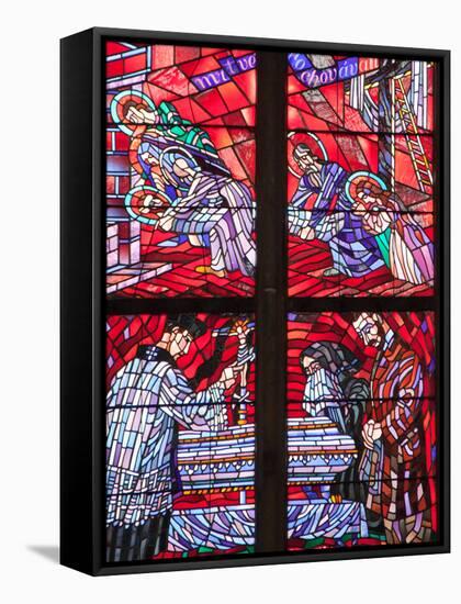 Prague, St. Vitus Cathedral, Chapel of the Holy Sepulcher, Stained Glass Window, Acts of Mercy-Samuel Magal-Framed Stretched Canvas