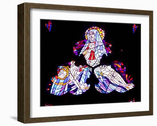 Prague, St. Vitus Cathedral, Chapel of the Holy Sepulcher, Stained Glass Window, Acts of Mercy-Samuel Magal-Framed Photographic Print