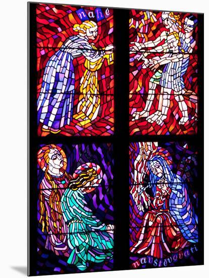 Prague, St. Vitus Cathedral, Chapel of the Holy Sepulcher, Stained Glass Window, Acts of Mercy-Samuel Magal-Mounted Photographic Print