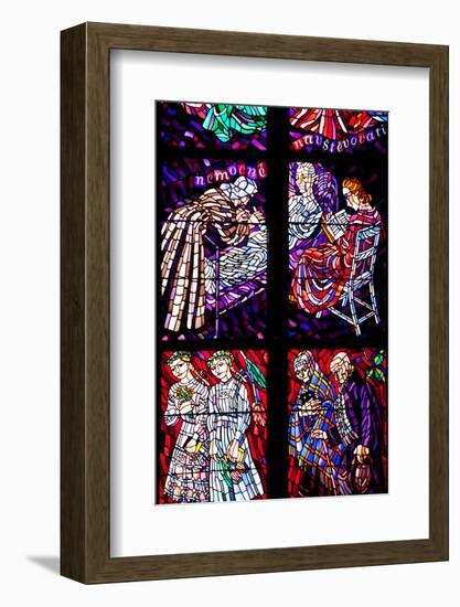 Prague, St. Vitus Cathedral, Chapel of the Holy Sepulcher, Stained Glass Window, Acts of Mercy-Samuel Magal-Framed Photographic Print