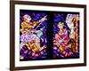 Prague, St. Vitus Cathedral, Chapel of the Holy Sepulcher, Stained Glass Window, Acts of Mercy-Samuel Magal-Framed Photographic Print