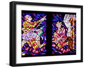 Prague, St. Vitus Cathedral, Chapel of the Holy Sepulcher, Stained Glass Window, Acts of Mercy-Samuel Magal-Framed Photographic Print