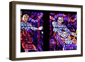 Prague, St. Vitus Cathedral, Chapel of the Holy Sepulcher, Stained Glass Window, Acts of Mercy-Samuel Magal-Framed Photographic Print