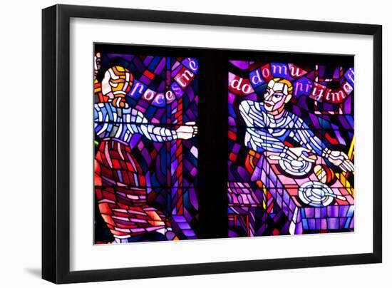 Prague, St. Vitus Cathedral, Chapel of the Holy Sepulcher, Stained Glass Window, Acts of Mercy-Samuel Magal-Framed Photographic Print