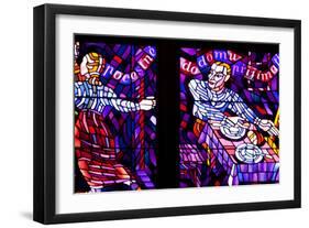 Prague, St. Vitus Cathedral, Chapel of the Holy Sepulcher, Stained Glass Window, Acts of Mercy-Samuel Magal-Framed Photographic Print