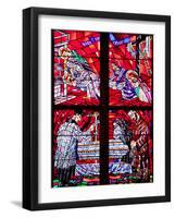 Prague, St. Vitus Cathedral, Chapel of the Holy Sepulcher, Stained Glass Window, Acts of Mercy-Samuel Magal-Framed Photographic Print