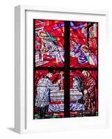 Prague, St. Vitus Cathedral, Chapel of the Holy Sepulcher, Stained Glass Window, Acts of Mercy-Samuel Magal-Framed Photographic Print